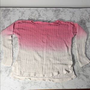 Lauren Ralph Lauren Pink and White Ombré Knit Sweater Size XL